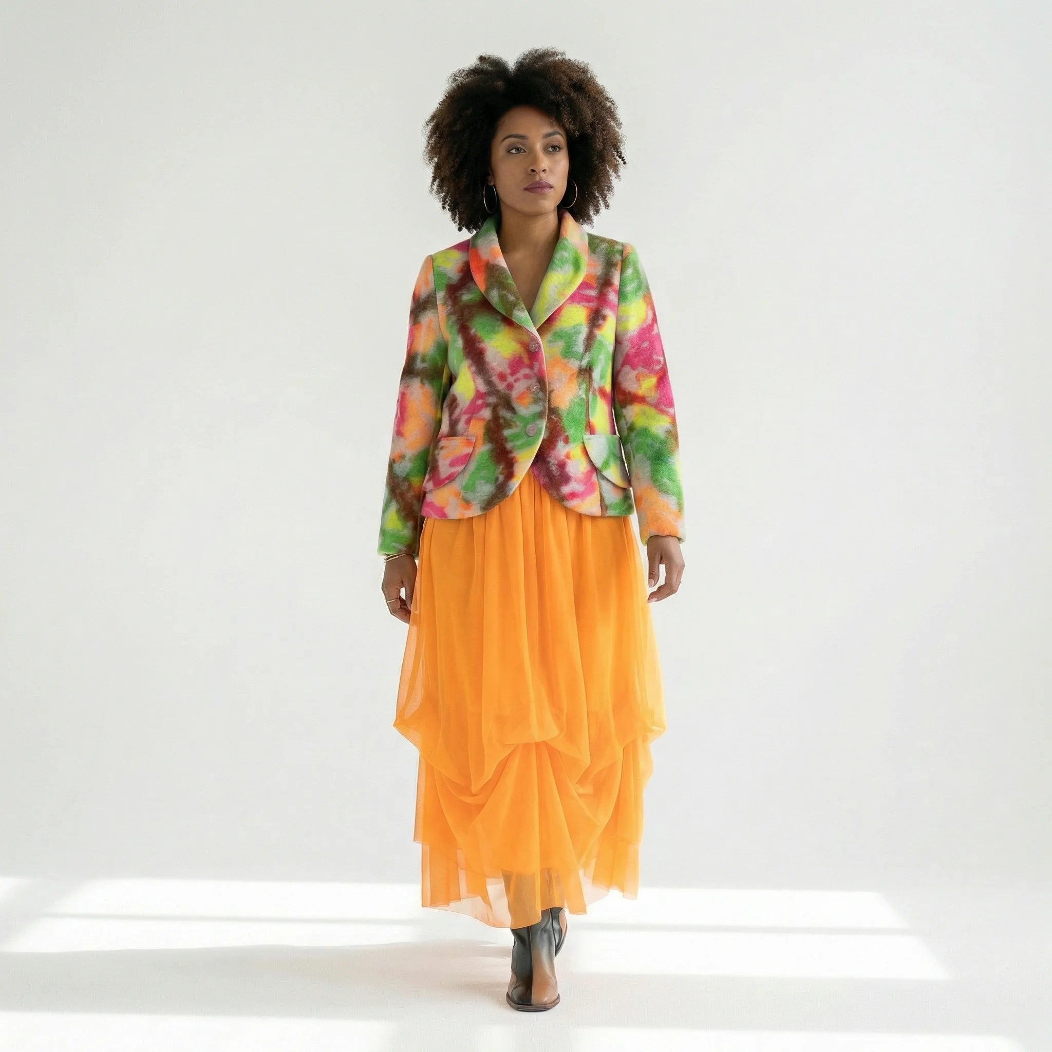 Wollblazer mit Farbverlauf in Multicolor Designer Look für Übergang und Winter