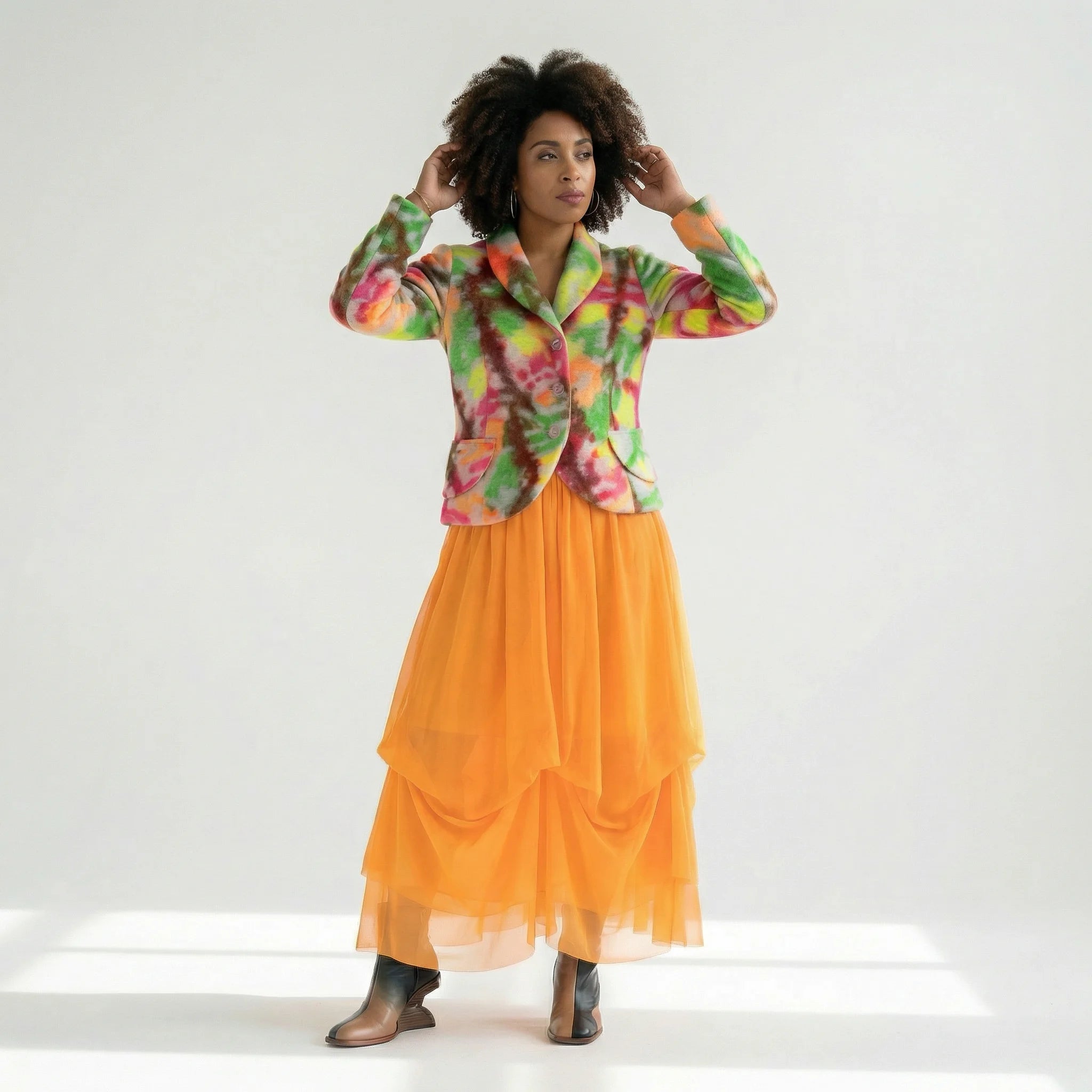 Wollblazer mit Farbverlauf in Multicolor Designer Look für Übergang und Winter