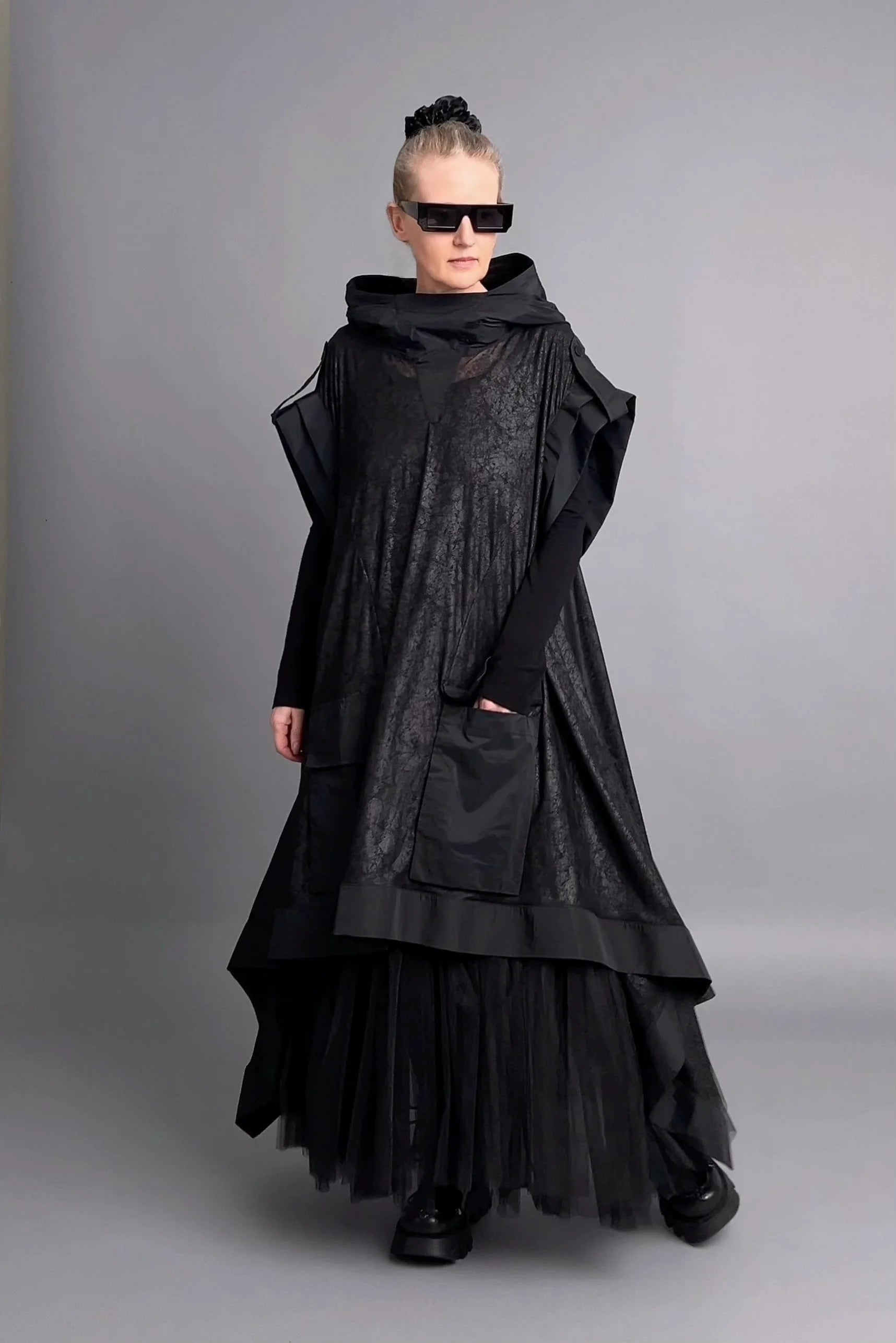 Caraclan Avantgarde Tunika 2-teilig mit ärmellosem Jersey-Unterkleid und A-Linien Überwurf