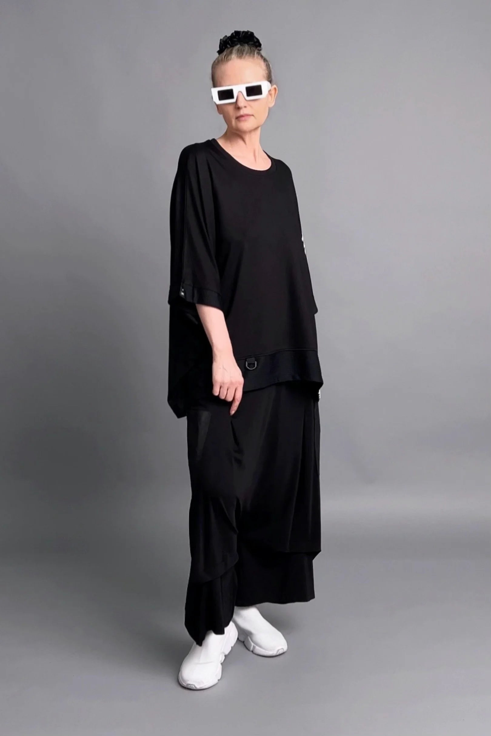 Oversize-Bluse mit Streifenprint, Rückenschriftzug und weitem Schnitt von Maxlive